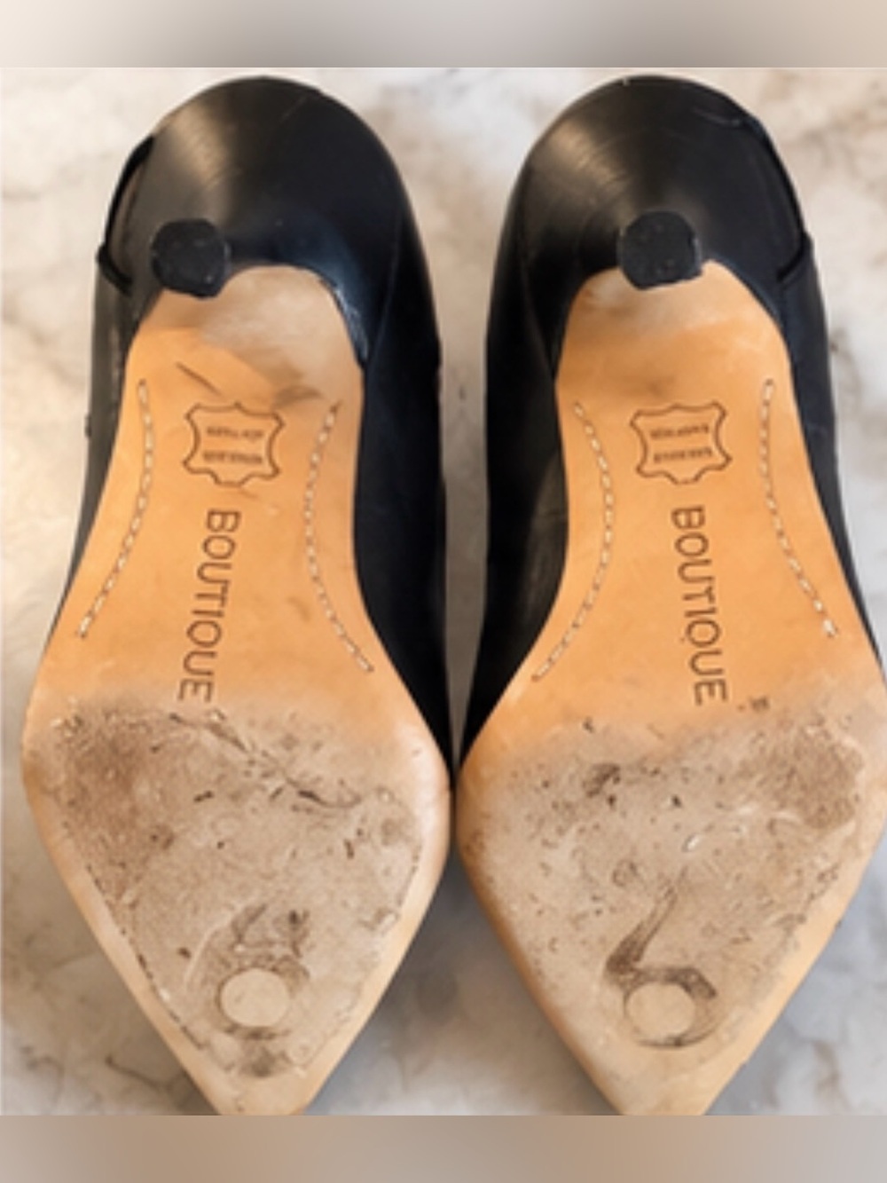 Boutique 9 Kelsey Black Leather Pointed Toe Stiletto Pumps Heels Size 7 - Picture 4 of 9